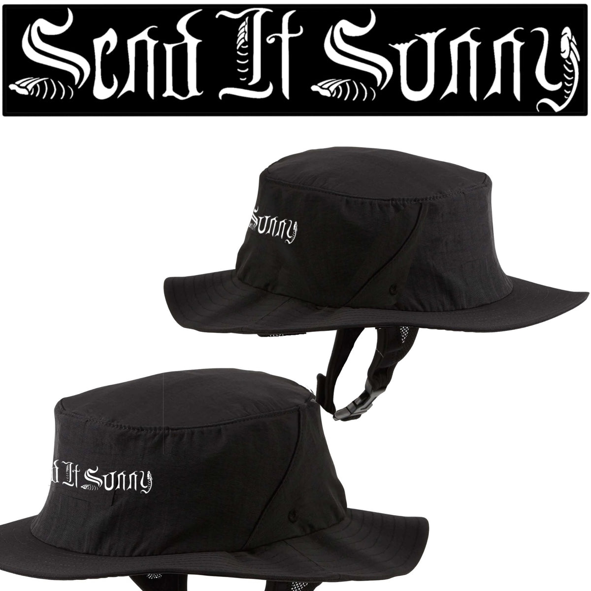Send It Sunny Black Surf Hat design mockup