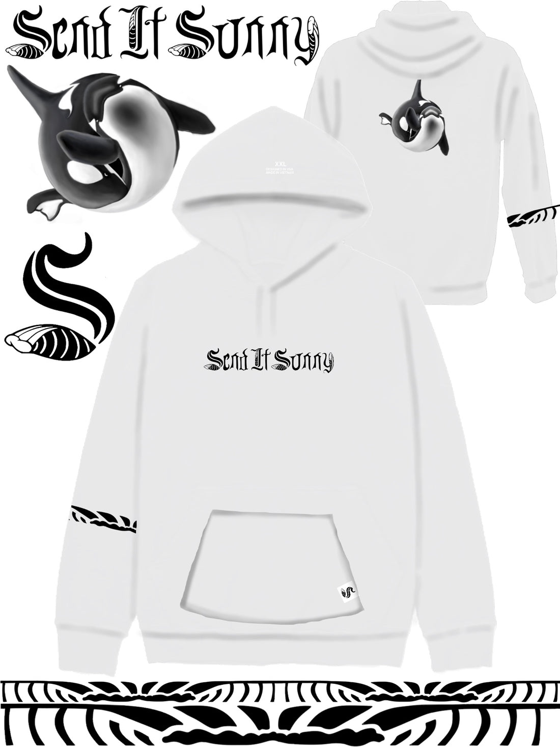 Orca White Pullover Hoodie design mockup