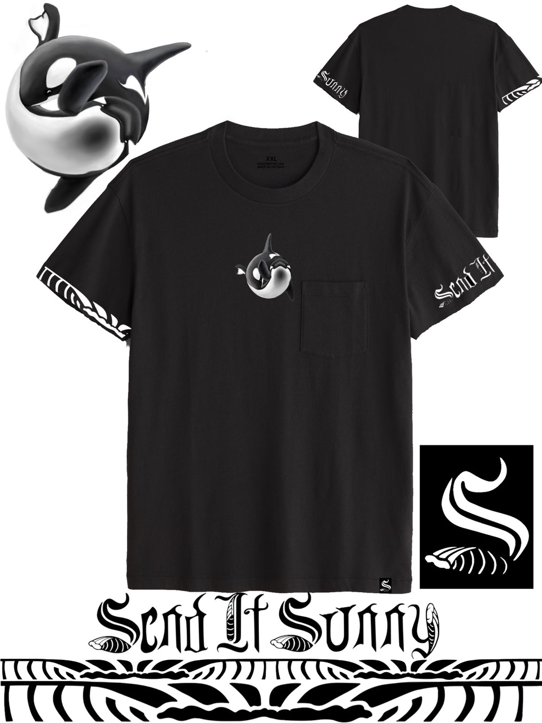 Orca Pocket T-Shirt design mockup