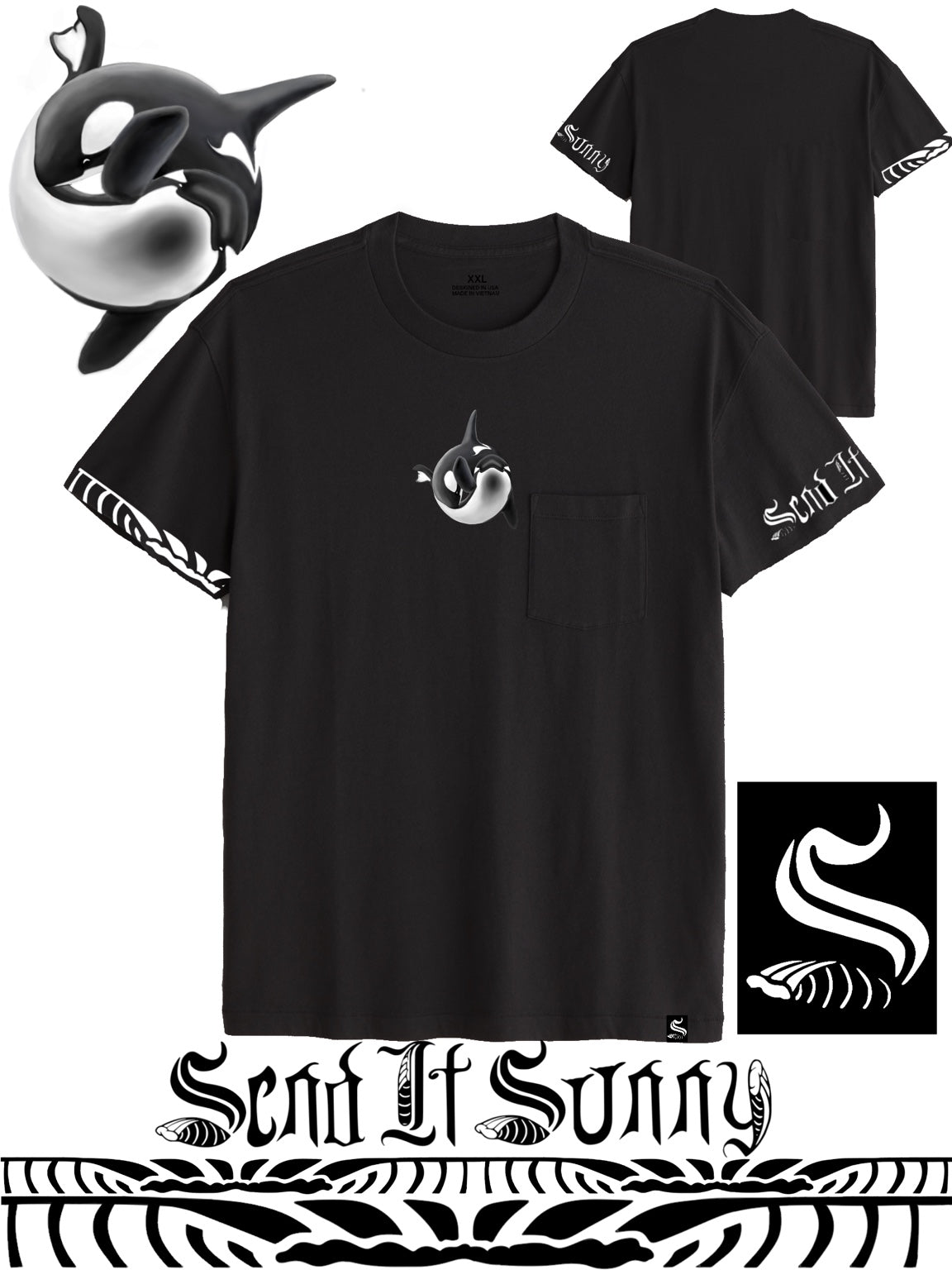 Orca Pocket T-Shirt design mockup