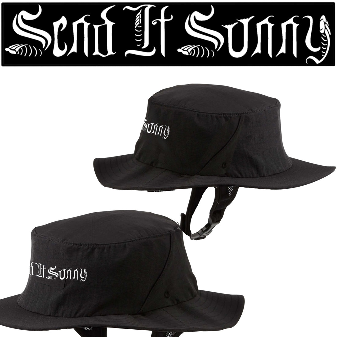 Send It Sunny Black Surf Hat design mockup