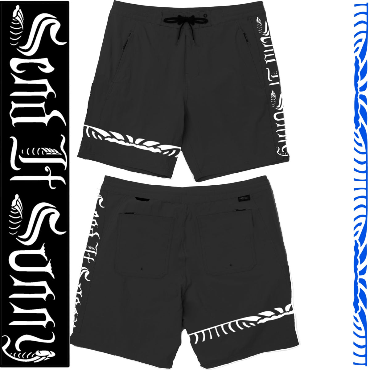 Send It Sunny Black Boardshorts design mockup