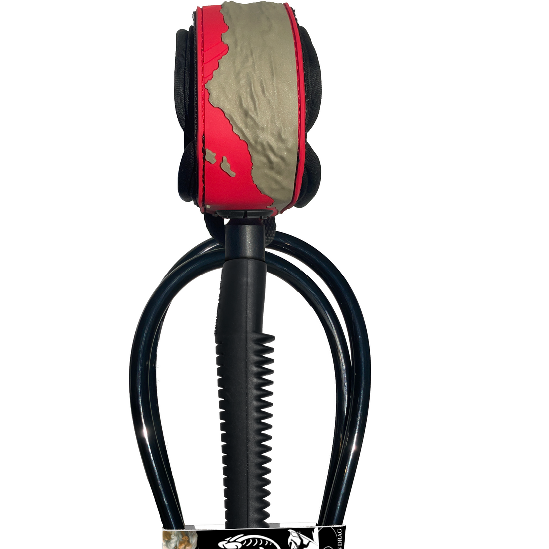 ORIGINAL WAX COMB SPUR SURF LEASH - GNAR ASSIST BIG WAVE 8MM CORD - LIMITED EDITION BLACK/RED/GOLD