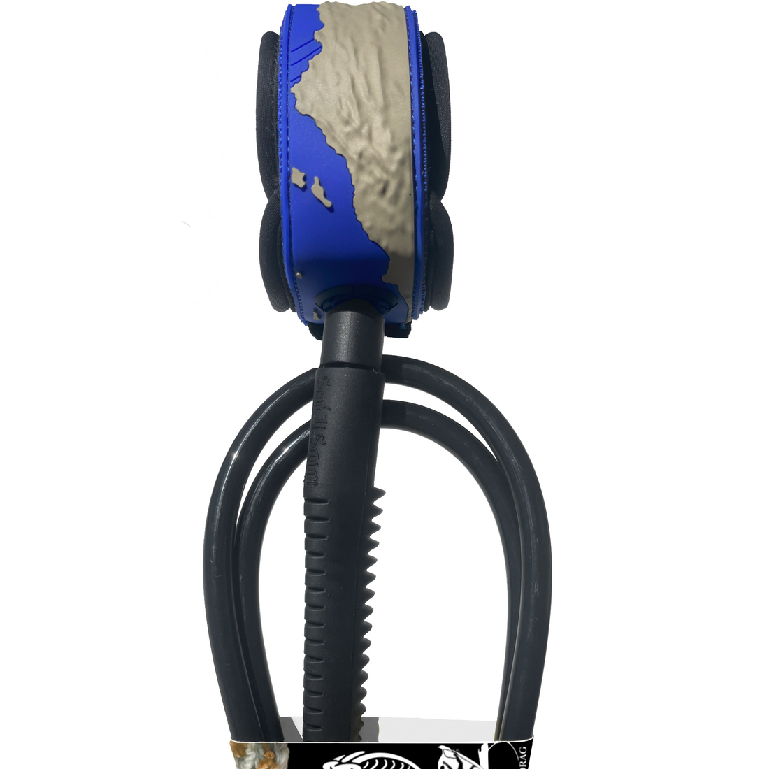 ORIGINAL WAX COMB SPUR SURF LEASH - GNAR ASSIST BIG WAVE 8MM CORD - LIMITED EDITION BLACK/BLUE/GOLD