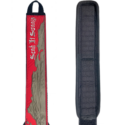 ORIGINAL WAX COMB SPUR SURF LEASH - GNAR ASSIST BIG WAVE 8MM CORD - LIMITED EDITION BLACK/RED/GOLD