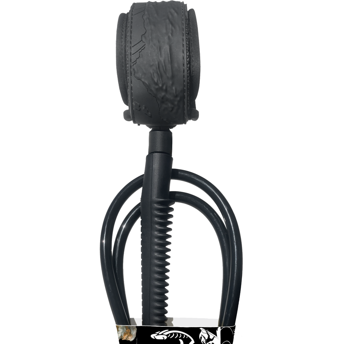 ORIGINAL WAX COMB SPUR SURF LEASH - GNAR ASSIST BIG WAVE 8MM CORD - ALL BLACK